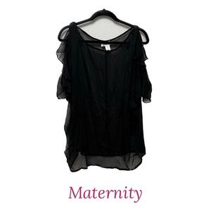 Motherhood Maternity Sheer Ruffle Sleeveless Blouse